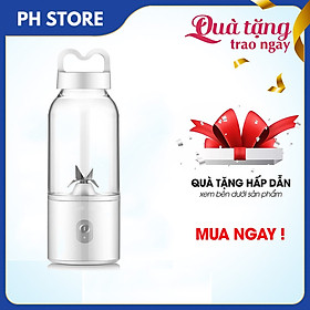 Máy Xay Sinh Tố Cầm Tay, Dung Tích 500ml, 4 Lưỡi Dao Thép 3 Chiều, Công Suất Lớn 18000 Vòng/Phút, Thiết Kế Hiện Đại, Sạc USB Tiện Lợi