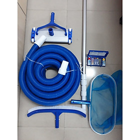 Mua 5 món dụng cụ vệ sinh hồ bơi gồm: Ống mềm 9m  sào nhôm 6m  vợt rác sâu vành nhôm  bàn hút 4 bánh xe bằng nhôm  bàn chà / chổi cọ vệ sinh là dụng cụ không thể thiếu trong việc làm sạch hồ bơi