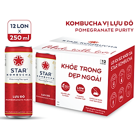 Thùng 12 lon thức uống lên men STAR KOMBUCHA Lựu Đỏ Pomegranate Purity