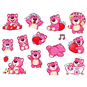 Combo 2 Tấm dán sticker GẤU DÂU cute - hình dán trang trí bình nước, sổ tay, điện thoại