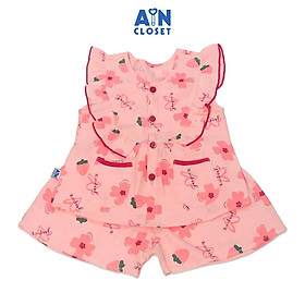 Bộ quần áo ngắn bé gái Hoa Sứ bèo hồng - AICDBG8Z9NNW - AIN Closet