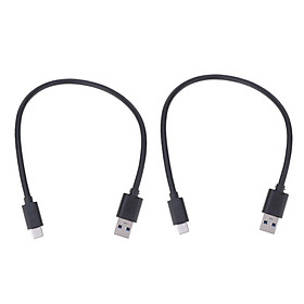 2 Pieces 30cm USB to Type C Cable Data Sync Charging Cord Black
