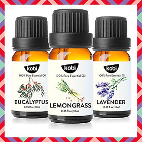 Combo Tinh Dầu Sả Chanh Kobi (10ml) + Tinh Dầu Oải Hương Kobi (10ml) + Tinh Dầu Khuynh Diệp Kobi (10ml) Nguyên Chất Giúp Xông Phòng, Kháng Khuẩn - Tinh Dầu Thiên Nhiên Nguyên Chất, Giúp Giảm Stress, Thích Hợp Dùng Với Đèn Xông Và Máy Khuếch Tán