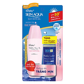 Gel Chống Nắng Dưỡng Da Trắng Mượt Sunplay Skin Aqua Silky White Gel SPF 50 PA+++ (30g) - Tặng Dung Dịch Dưỡng Hada Labo