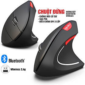 Mua Chuột đứng không dây Wireless 2.4G  Bluetooth  DPI điều chỉnh 3 cấp  cho Gaming  Văn phòng  Designer 6 nút  chống mỏi cổ tay Dan House HXSJ T24  T24  T29  Pin sạc- Hàng chính hãng
