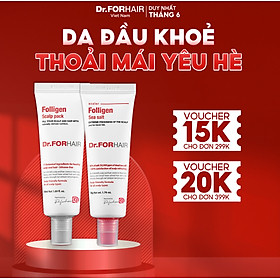 Bộ muối tẩy tế bào chết da đầu và dầu xả dưỡng tóc Dr.FORHAIR Folligen Scalp Pack 50ml và Sea Salt Scaler 50g