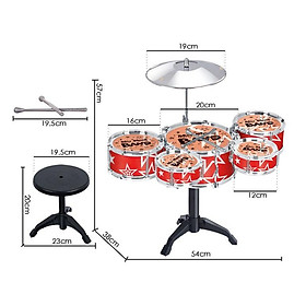 Mua Bộ Trống Jazz Drum cho bé bao gồm: 1 ghế   1 trống cái  4 trống nhỏ  1 cái chập chả và 2 dùi trống