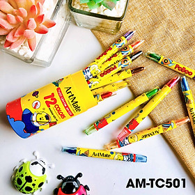 Bút sáp vặn ống 12 màu AM-TC501