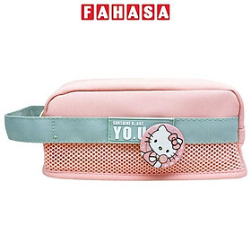 Bóp Viết Vải Kèm Huy Hiệu Hello Kitty - Yipin 25300 - Màu Hồng Cam