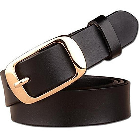 Thắt lưng dây nịt nữ Nutushop chất liệu da thật bản rộng 2.8cm hàng cao cấp NT141 - đen