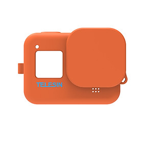 TELESIN Protecive Rubber Case Silicone Sleeve Housing Cover with Lens Cover Lanyard Compatible with GoPro Hero 8 Black