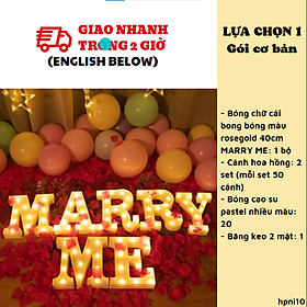 Bộ bong bóng trang trí cầu hôn đẹp có đèn LED proposal balloon set hpni10