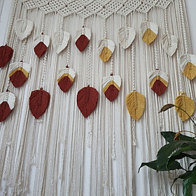 Rèm trang trí hoạ tiết kết hợp lá nhiều màu - Rộng 1,2m