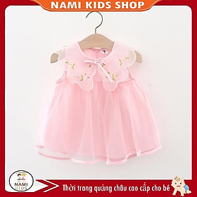 Đầm voan Nami Kids thêu hoa cao cấp cho bé gái