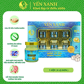 Nước tổ yến đường ăn kiêng - YẾN XANH (15% tổ yến) - Hộp 6 lọ x 70ml tặng kèm túi, tốt cho người bị tiểu đường, người cần ăn kiêng