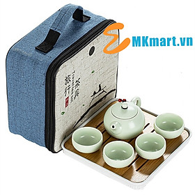 Mua  tặng kèm khay trúc 02 tầng  Bộ Ấm Chén Pha Trà Du Lịch 2 - Kiểu dáng trang nhã  Gọn gàng  Thích hợp mang đi du lịch  công tác