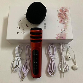 Mua Micro thu âm hát karaoke online Livestream míc C7 (Loại 1  đủ phụ kiện) Livestream 3 in 1 tặng tai nghe BH 6 tháng