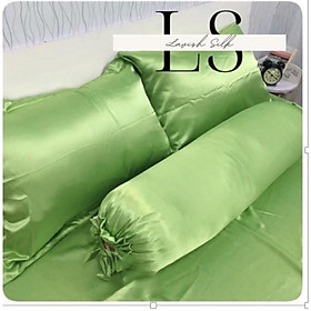 Bộ Ga Gối Phi Lụa Lavish Silk Cao Cấp Mát Lạnh Hàng Loại 1 Không Nối Vải - Xanh Mạ Non