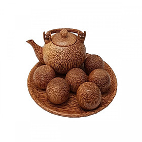 Bình trà quai lật gỗ dừa