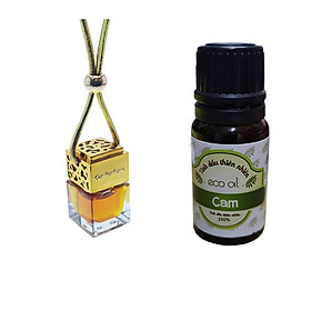 Combo 50ml tinh dầu cam  và 1 chai treo nắp vuông (treo xe, tủ quần áo, nhà tắm)- Giao mầu ngẫu nhiên