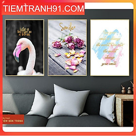 Tranh treo tường - Bộ 3 bức canvas tổng hợp 130 , tranh canvas giá rẻ