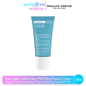 Kem Ngày Mềm Mịn, Chống Nắng Phổ Rộng Paula's Choice Resist Youth-Extending Daily Mattifying Fluid SPF 50 60ml