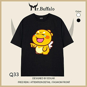 Áo đôi, cặp tay lỡ unisex Qoobee dễ thương Mr.Buffalo Q32Q33 - Q33 - Đen