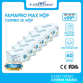 - khẩu trang y tế kháng khuẩn 4 lớp famapro max - combo 10 hộp