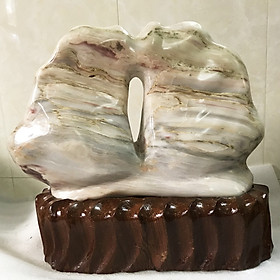 Mua Đá phong thủy tự nhiên cặp trống mái cao 42 cm nặng 24 kg đa sắc nguyên khối đá canxiden gỗ hóa thạch