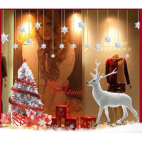 Decal trang trí noel thông và nai trắng bộ size lớn