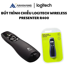 Bút trình chiếu Logitech R400 - Không dây kết nối USB 2.4 GHz, nút bấm tiện lợi - Hàng Chính Hãng