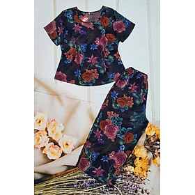 Đồ Bộ Mặc Nhà, Đồ Bộ Nữ Quần Dài Ống Rộng 9 Tấc Tole  Nhung Trung Niên Bigsize - Màu số 18