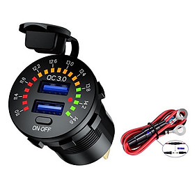 12V 24V QC 3.0 Dual USB Car Sạc không thấm nước 36W USB FASTLE