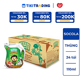 Thùng 24 Túi Sữa Socola Lúa Mạch KUN 110ml/túi