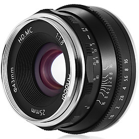 Andoer 25mm F1.8 Manual Focus Lens Large Aperture Mirrorless Camera Lens E-Mount Lens Compatible with Sony APS-C Frame