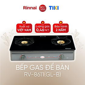 Bếp gas dương Rinnai RV-8611(GL-B) mặt bếp kính và kiềng bếp men - Hàng chính hãng.