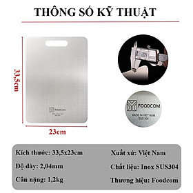 Thớt Inox 304 Cao Cấp KHông Gỉ- Size 33,5x23cm , Kháng Khuẩn, Chống Ẩm Mốc, Thớt Nhà Bếp- Hàng Loại 1. Chính Hãng