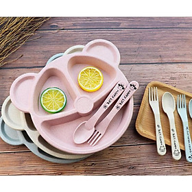 Mua Khay Ăn Dặm Lúa Mạch 4 Món Cho Bé Hình Gấu Dễ Thương