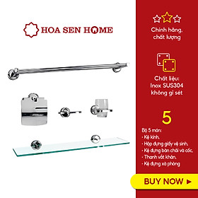 Bộ phụ kiện phòng tắm 5 món Viglacera VG98, chất liệu inox 304 bền đẹp, đạt chuẩn chất lượng quốc tế - Hoa Sen Home - Hàng chính hãng