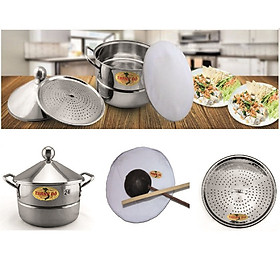 Nồi Bánh Cuốn Đa Đăng Thành Đô Đường Kính 28cm Thay Thế Xửng Hấp, Nồi Hấp, Bộ Nồi Hấp ,Nồi Inox 304, Nồi Nấu Xôi, Nồi inox  - Nồi Bánh Cuốn Chứa Được 11 lít