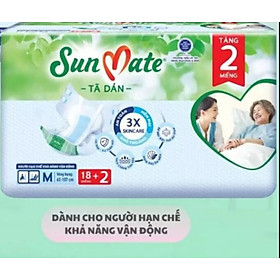 (Mẫu Mới) Tã Dán Sunmate M18 +2 (20 Miếng) - Tã Dán Cho Người Lớn (Gói Lớn Tiết Kiệm Hơn Sunmate M10) -Hsd Luôn mới