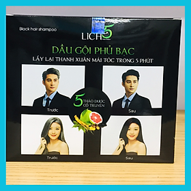 Dầu Gội Đen Tóc Thảo Dược LICH 5 - Thảo Dược Đen Tóc Cocayhoala (Mẫu Mới) Hộp 10 gói