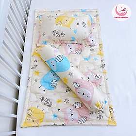Bộ gối nệm cho bé cao cấp Katina House, vải tencel 60s gòn lông vũ êm ái, bóng mượt mát lạnh