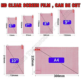 2PCS/Lô HD Clear Soft Tablet PC Màn hình bảo vệ cho Universal 5 6 7 8 9 10 11 12 inch A4 GPS GPS Clean Protective Film màu: 10 inch 215x135mm