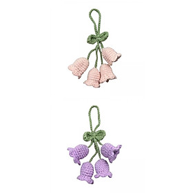 2x Lovely Bag Pendants Crocheted Wind Chimes Flower Key
