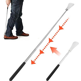 Long Handle Shoe Horn, Stainless Steel 64 cm Extra Long Metal Shoehorn with Anti Slip Handle for Very Strong Feet, Shoes and Boots