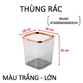 Mua Thùng rác vuông nhựa PET cứng trong suốt - Chịu lực chịu nhiệt tốt - Thiết kế tinh tế sang trọng - Màu trắng - Nhỏ - Lớn