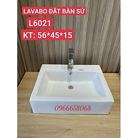Mua Lavabo sứ đặt bàn vuông men nano tuyết cao cấp KT 56*45*15