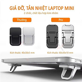 Giá đỡ giá kê tản nhiệt laptop mini siêu mỏng gấp gọn bằng kim loại 2 nấc điều chỉnh- Hàng chính hãng