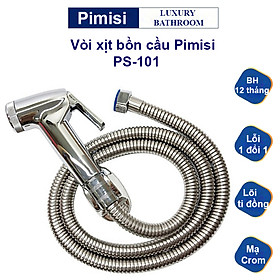 Mua Vòi xịt bồn cầu vệ sinh nhà tắm Pimisi PS-101 mạ inox dây mềm | Hàng chính hãng
